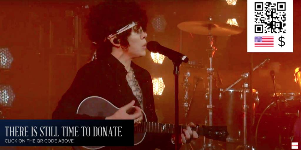 Image of musician LP singing at the 2020 DKMS gala